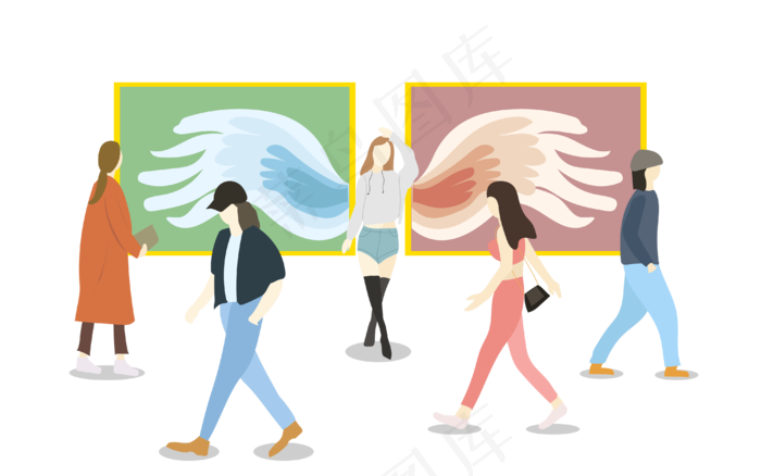 美术馆博物馆当代艺术品展览文化,免抠元素