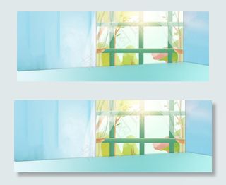春天唯美窗外景色蓝色banner