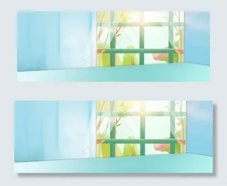 春天唯美窗外景色蓝色banner