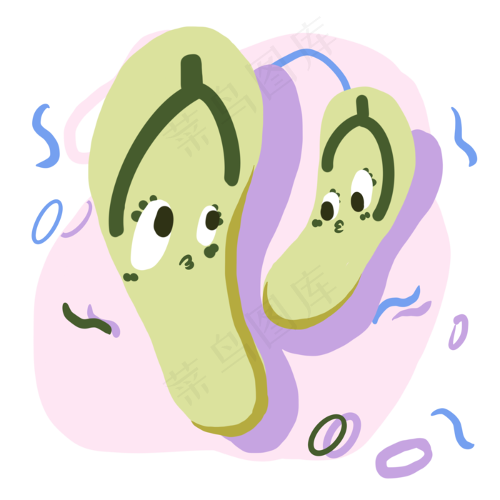 夏日小清新绿拖鞋可爱人字拖PN
