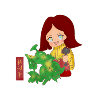 小朋友手拿铁铲翻腾植物植树节主