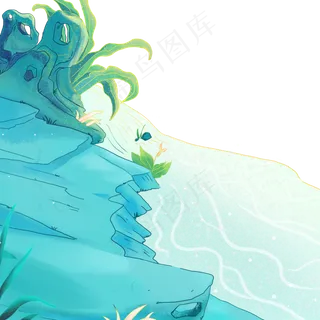 中国风古风女孩摇扇溪边风景