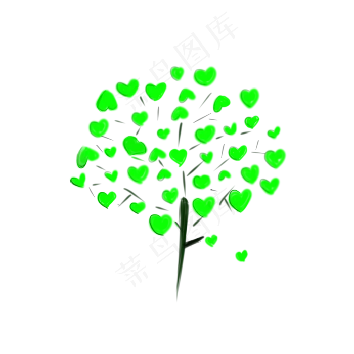 绿色清新心形叶子(2000X2000(DPI:300))psd模版下载