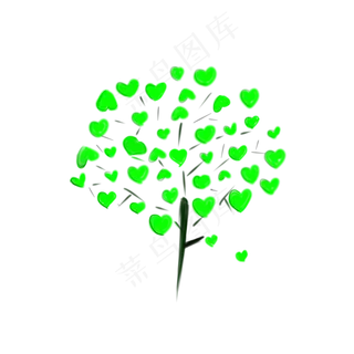 绿色清新心形叶子