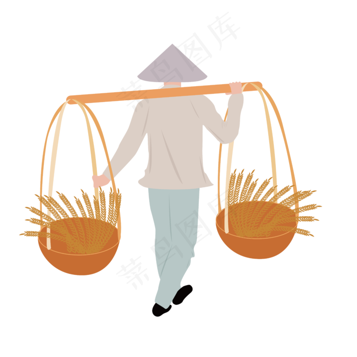 五一劳动节农民伯伯挑担背影劳动(6250*6250px 300 dpi )ai矢量模版下载