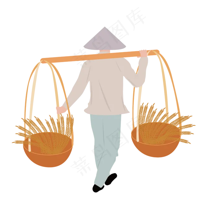 五一劳动节农民伯伯挑担背影劳动