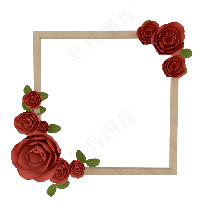 c4d立体剪纸风玫瑰边框免费下载(2000*2000px 300 dpi )