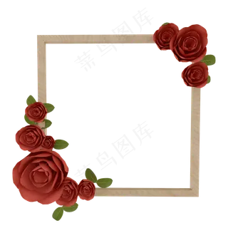 c4d立体剪纸风玫瑰边框免费下载