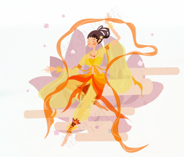 敦煌飞天仙女,免抠元素(3500*3000px 300 dpi )psd模版下载