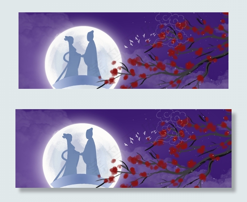 剪影桃花背景图片