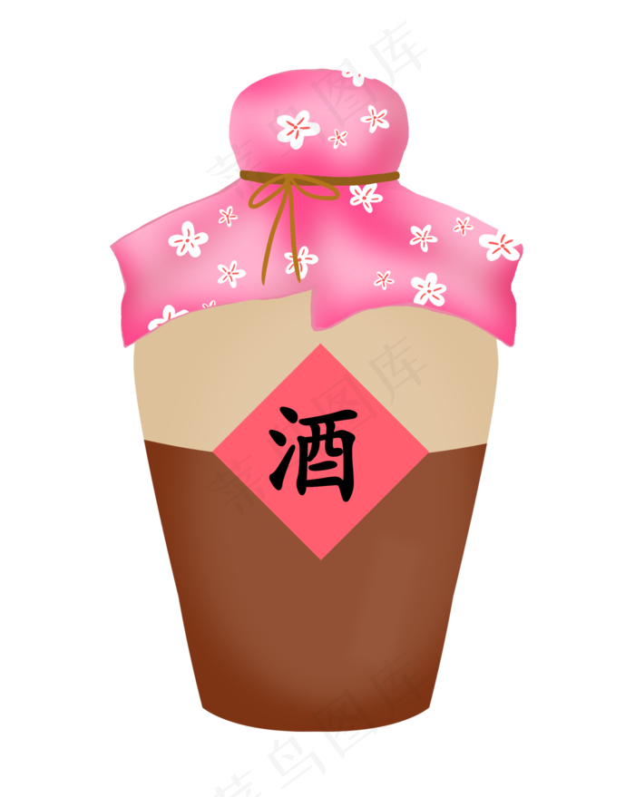 卡通手绘节日手绘花酒,免抠元素(2030X2550(DPI:300))psd模版下载