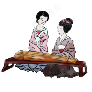 中国风弹古琴女子