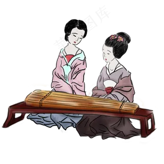 中国风弹古琴女子