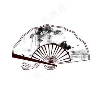 古风中国风折扇手绘风,免抠元素
