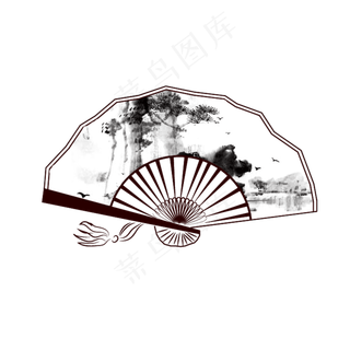 古风中国风折扇手绘风,免抠元素