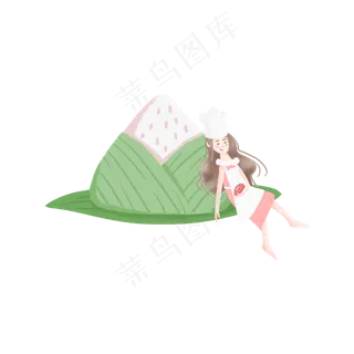 粽子旁边睡着的女孩