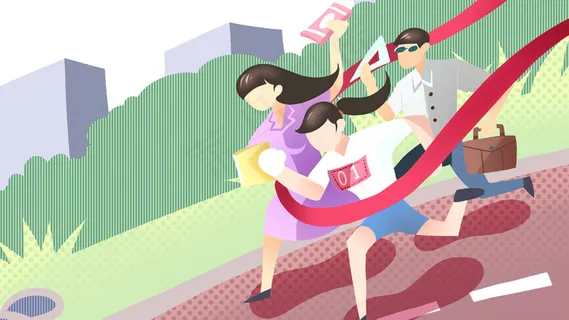 卡通手绘风五四青年节配图