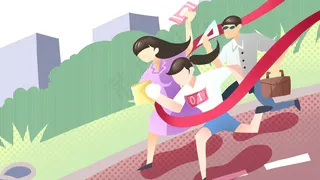 卡通手绘风五四青年节配图