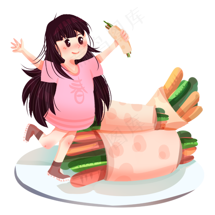 手绘春分美食插画,免抠元素