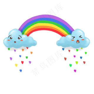 儿童节装饰粉笔风彩虹云