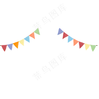 两条彩色节日小旗帜,免抠元素