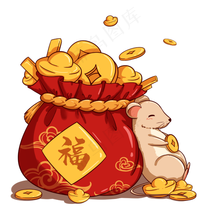 2020年鼠年福袋鼠,免抠元素(3000X3000(DPI:299))psd模版下载