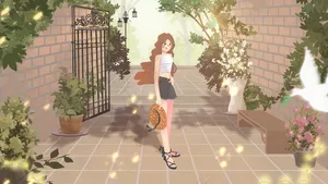五月你好古堡旅游女孩