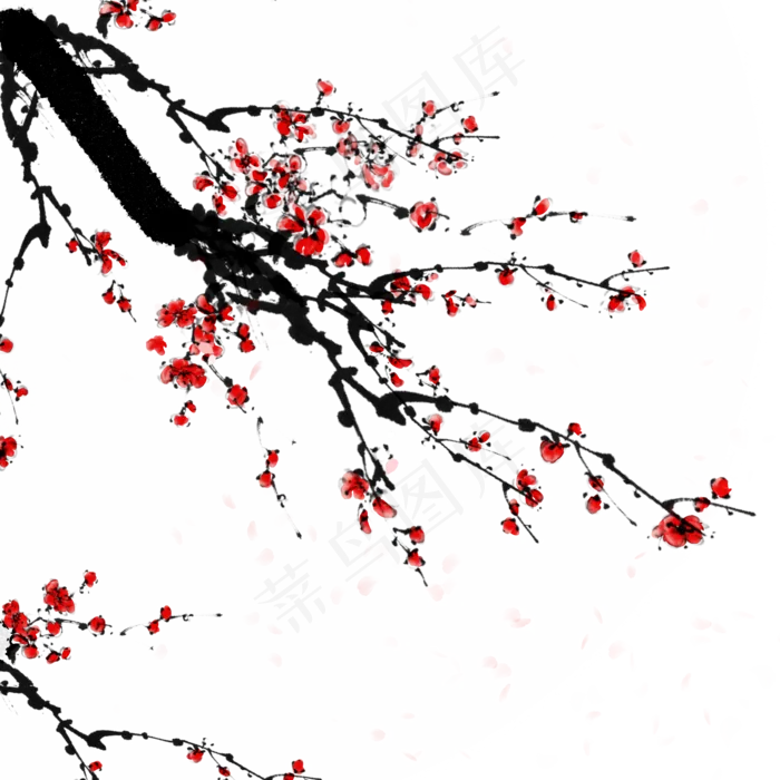 手绘中国风梅花PSD分层