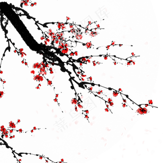 手绘中国风梅花PSD分层
