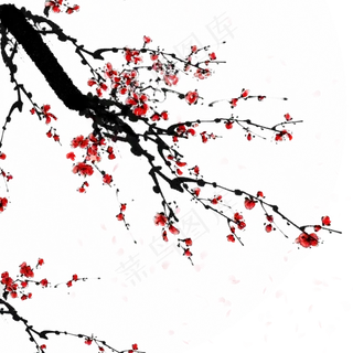 手绘中国风梅花PSD分层