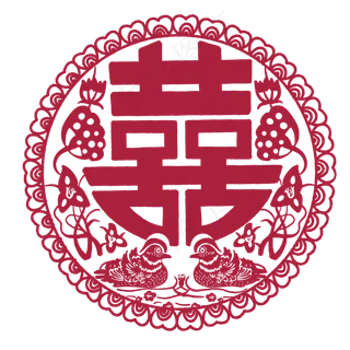 红色花边喜子,免抠元素