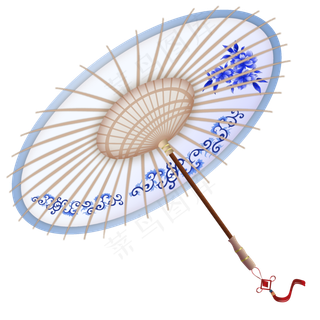 雨伞古风油纸伞青花瓷,免抠元素