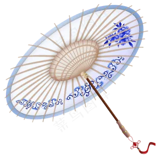 雨伞古风油纸伞青花瓷,免抠元素