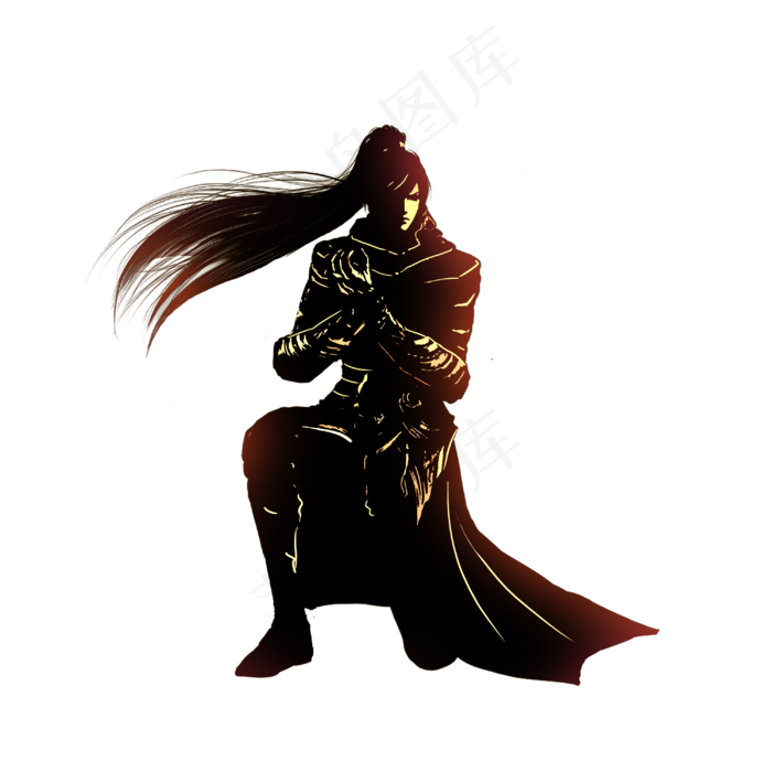 黑色水墨武侠少年