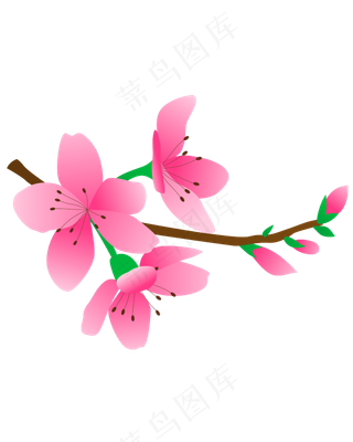 卡通免扣粉色花朵