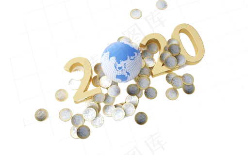 商务金融2020数字,免抠元素