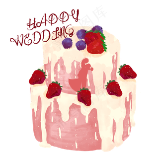 蛋糕婚礼蛋糕水彩免抠