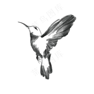 水墨水彩简约飞舞蜂鸟