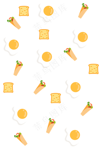 卡通面包鸡蛋底纹,免抠元素