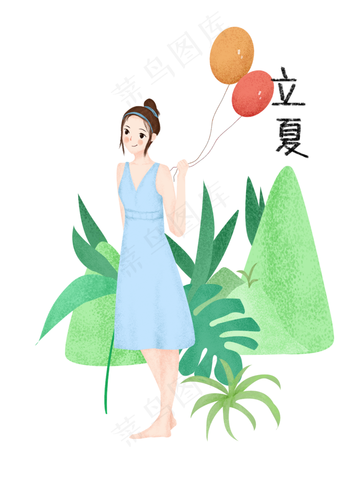 夏季举气球女孩(2480X3508(DPI:300))psd模版下载