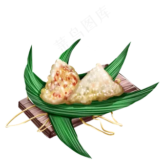 手绘仿真切开的粽子