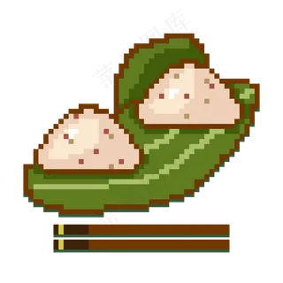 像素风格端午节粽子和筷子