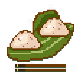 像素风格端午节粽子和筷子