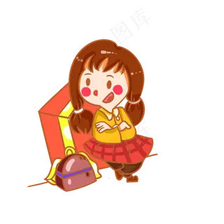 儿童节快乐的女孩手绘