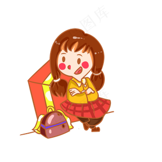 儿童节快乐的女孩手绘