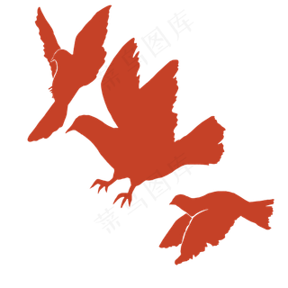 党建和平鸽剪影红色