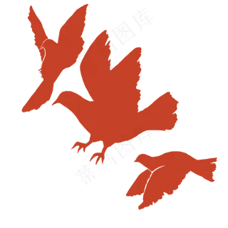 党建和平鸽剪影红色