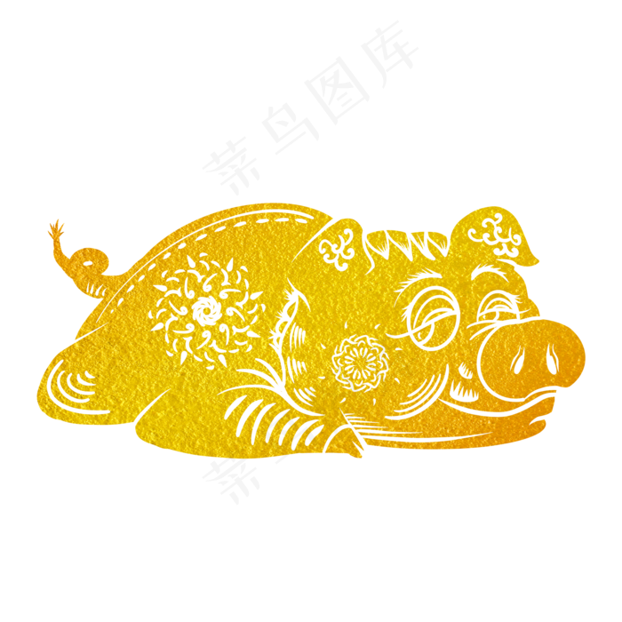 2019新年手绘卡通剪纸猪,免抠元素