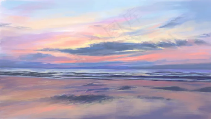天空海滩治愈日出(2880*1620px 300 dpi )