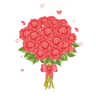 手绘浪漫玫瑰花束植物花卉花朵清,免抠元素